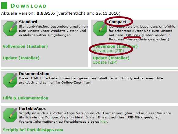 Download der Compact Version von Scriptly